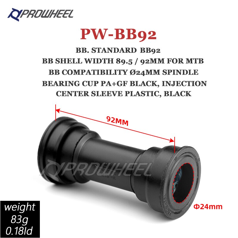 PROWHEEL BB73 BB92 BB68 BB86 MTB Road Mountain Bike Bicycle Press-in Bottom Brackets BB 24mm for SRAM GXP Crankset: MTB PW-BB92 Boxed