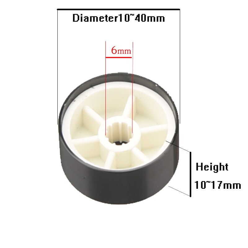 Hifidiy live, botões rotativos de controle de volume de alumínio, 4 peças, preto para eixo knurled de 6mm, limite do potenciômetro, diâmetro 10 ~ 40mm