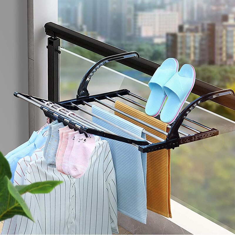 Radiator Clothes Airers Balcony Cloth Drying Rack Compact Clothing Drying Rack Stainless Steel Malleable Foldable Airer