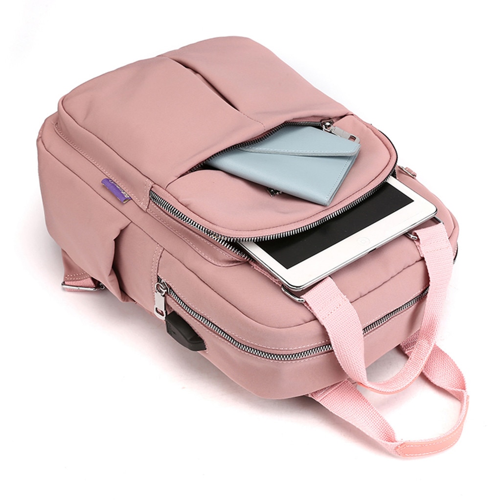 Vrouwen Laptop Rugzak Tas Usb Jack Reizen Outdoor Wandelen Winkelen Rugzak Effen Kleur Lichtgewicht Vrouwen Rugzak # G30