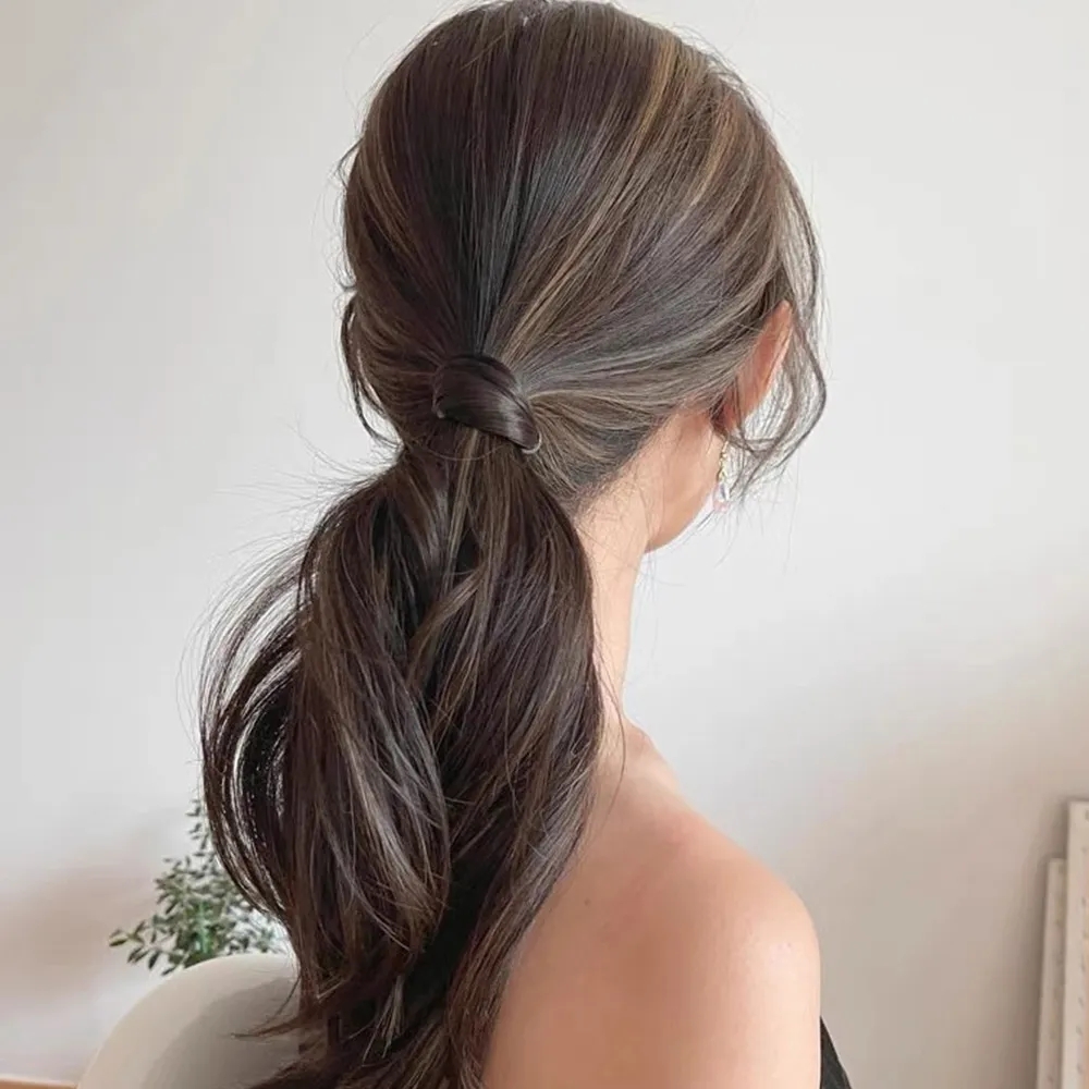 Peluca de pelo de imitación clásica para mujer y niña, lazos de cuerda, soporte de cola de caballo elástico Simple, trenza, tocado de , banda de goma, 4 colores