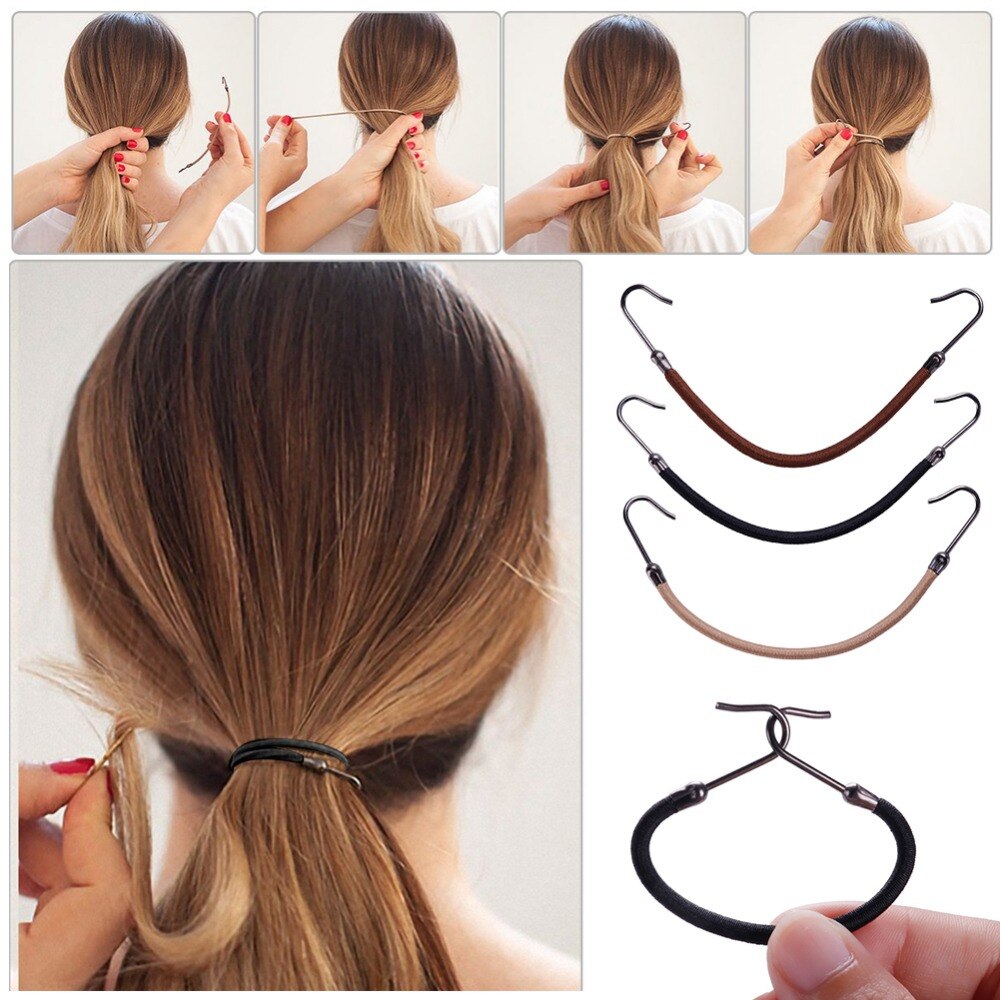 Bandas elásticas para el pelo para mujer, gomas para el pelo con gancho, coletero, herramientas de estilismo para cabello grueso/rizado, 15/18/24/30 Uds.