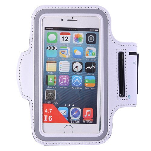 Brassard en cours d'exécution équitation bandes de bras cas sac à main Sport support de téléphone portable pochette ceinture couverture pour IPhone 6: WHITE
