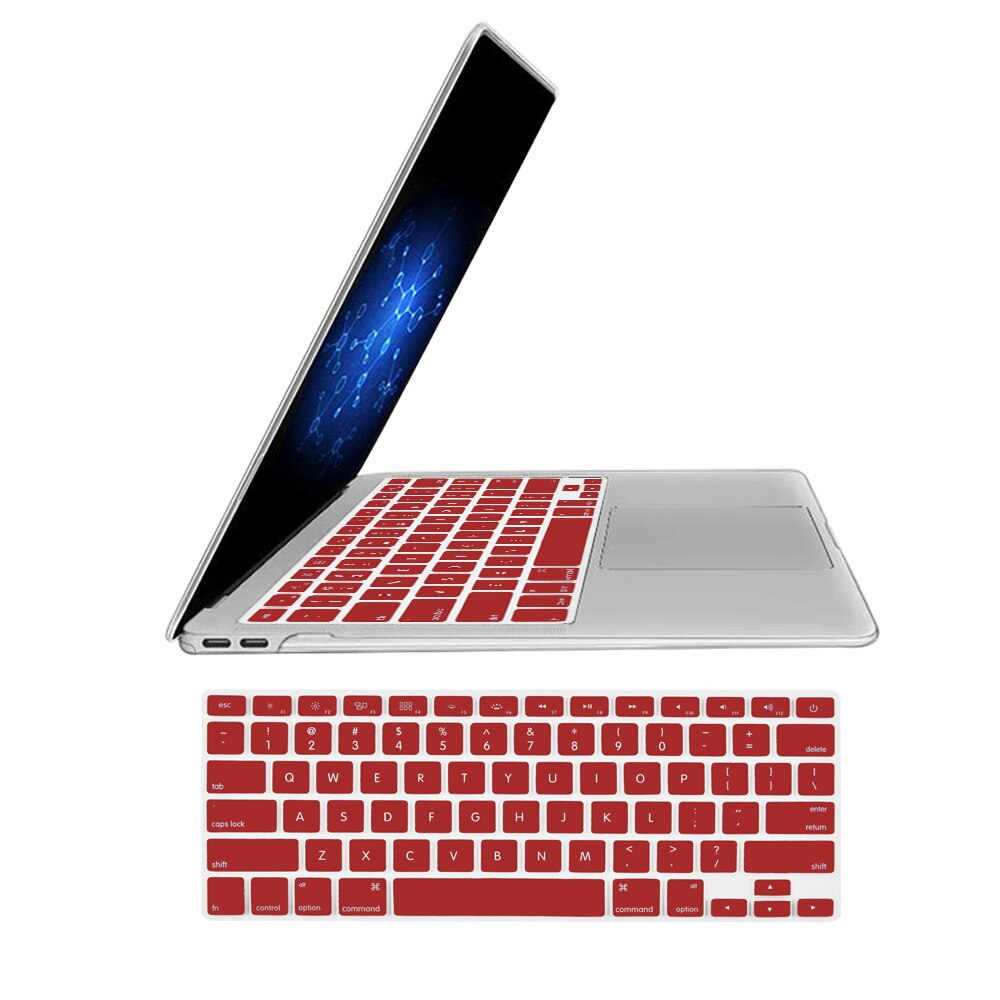 Pegatinas de teclado para Apple Macbook Pro 13 pulgadas A1708/ Macbook 12 pulgadas (A1534), funda de teclado de silicona suave a prueba de polvo: Wine Red