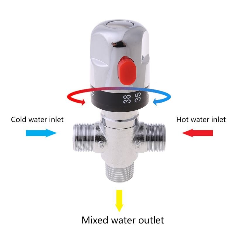 Brass Thermostatic Valve Water Temperature Control Valve Thermostatic Mixer for Home Bathroom Shower Water Heater Supply