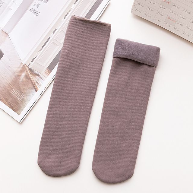 1Pairs Stripes Velvet Women Winter Warm Thicken Socks Soft Casual Solid Color Socks Wool Cashmere Home Snow Boots Floor Socks: H