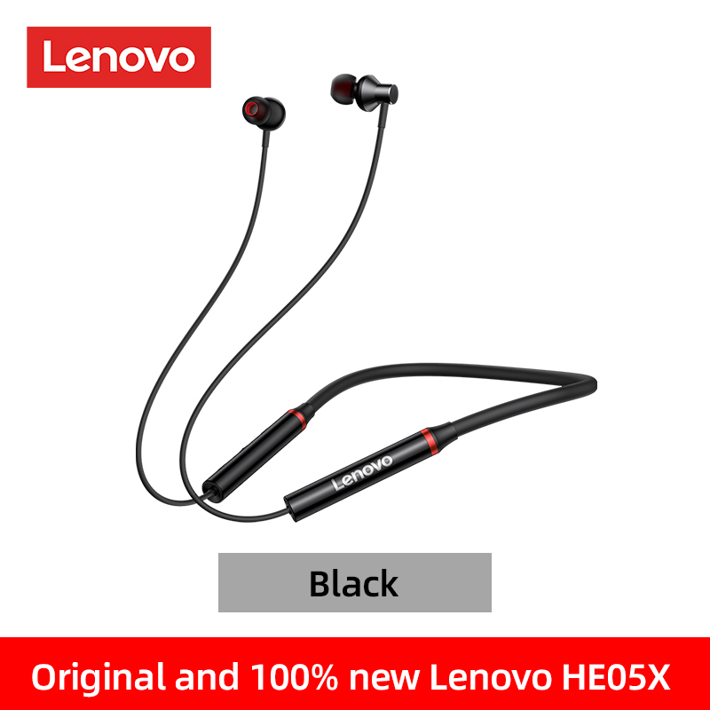 Lenovo HE05X Speaker Sport Wireless Bluetooth 5.0 In-Ear Earphone Waterproof Headphone Sports Neckband Headsets For Mobile Phone: black