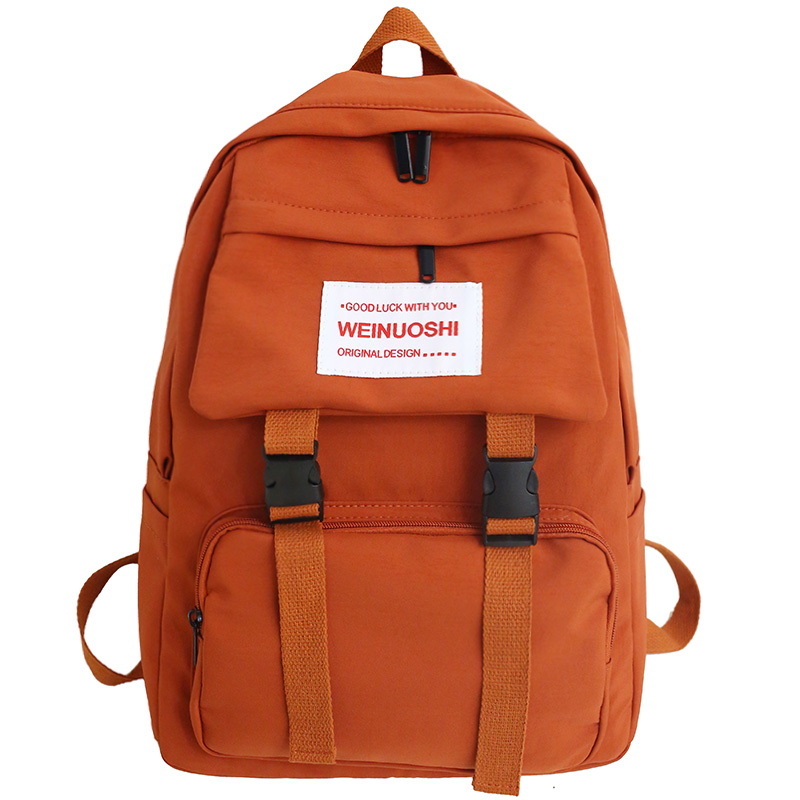 Waterproof Buckle Backpack Women Large Capacity School Bags For Teenage Girl Nylon Backpack Multi Pocket Female Bag Lady: orange