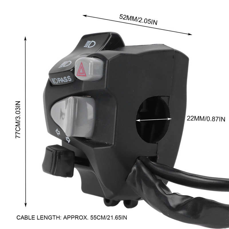 22mm Handlebar Switch Low/High Beam Control Button Replacement for Honda MSX SF 125