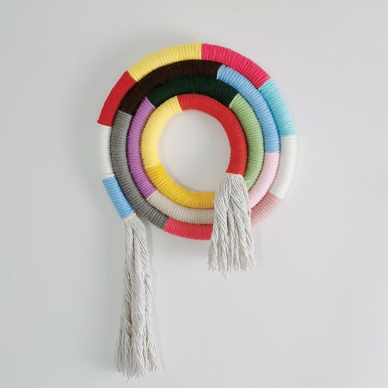 Boho Opknoping Decor Babybed Tent Klamboe Decoraties Lit Enfant Kleurrijke Regenboog Nordic Baby Meisje Jongen Kamer Decoratie