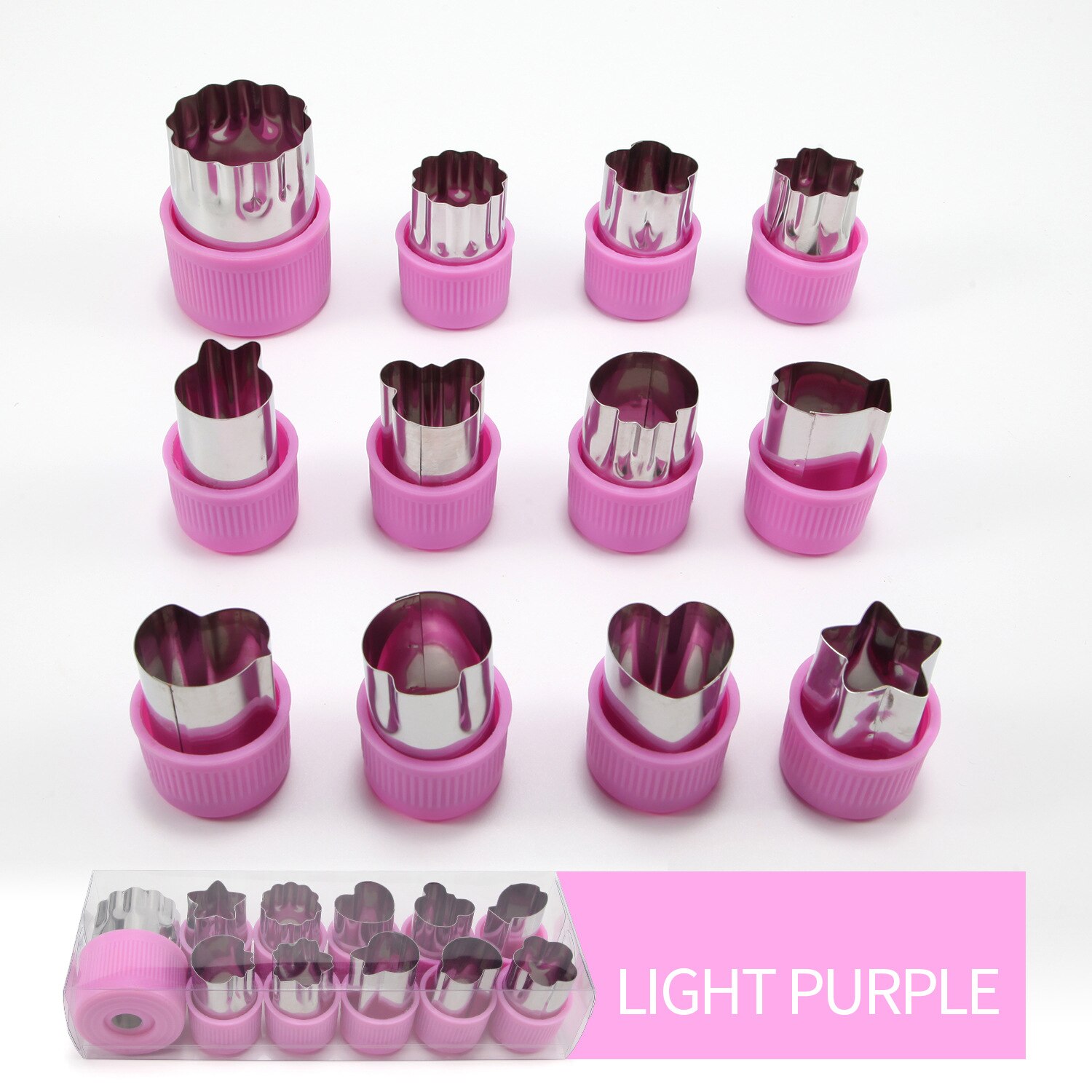 Vegetable Fruit Cutter Mold Cookie Tools 12Pcs Green Durable Food Decor Cutter Vegetable Fruit DIY Flowers Cutting Cutter Set: Purple