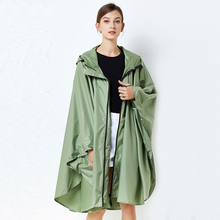 Dames Vrouwen Mannen Draagbare All Weather Waterdicht Polyester Fiets Poncho Regenjas Voor Volwassenen: Green