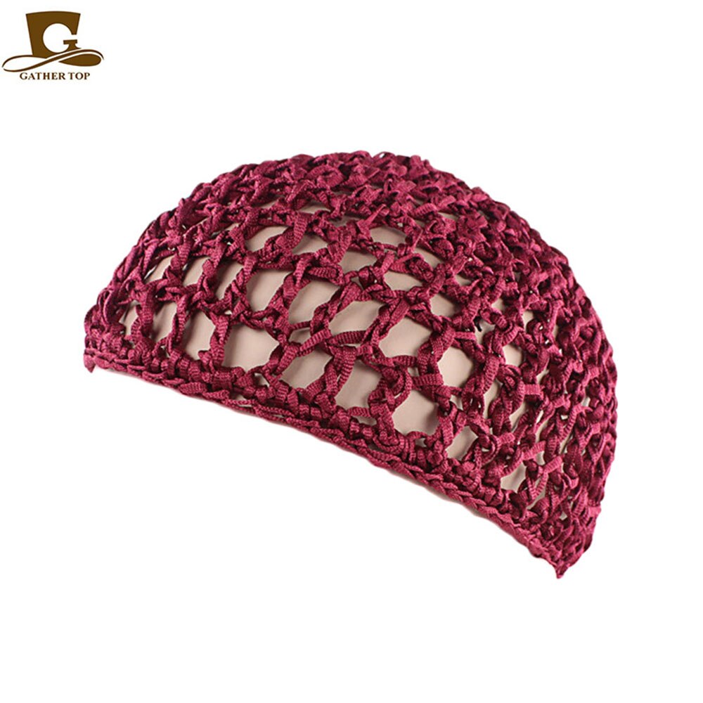 Chapeau de nuit pour femmes, bonnet de nuit, couleur unie, filet, , lot de 10 pièces: Bourgogne