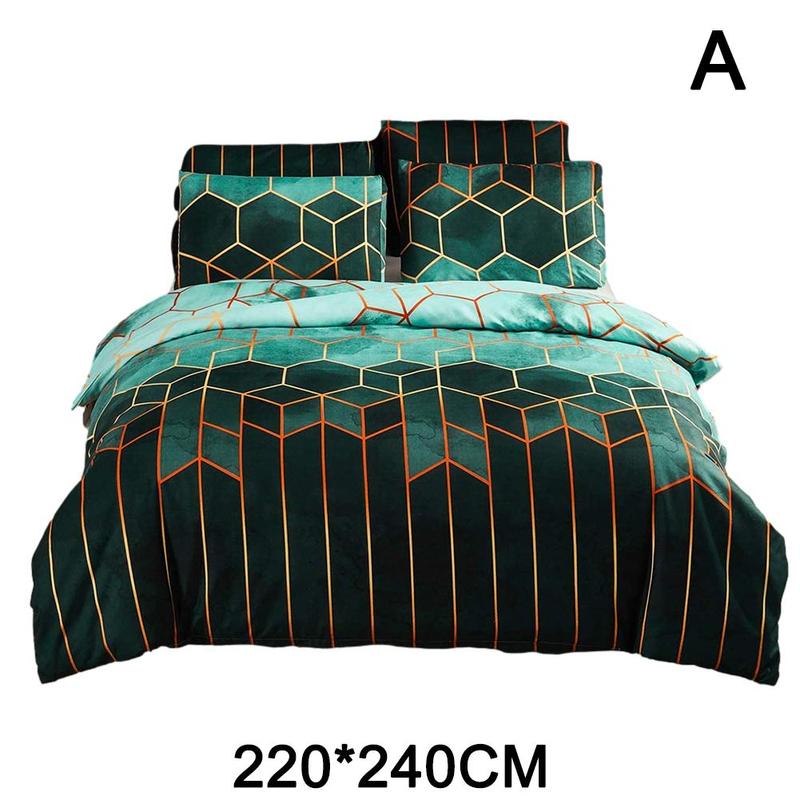 Geometrische Plaid Dekbedovertrek Nordic King Size Beddengoed Kits Dubbele Koningin Dekbedovertrekken Kussensloop Zonder Laken 220*240Cm: A