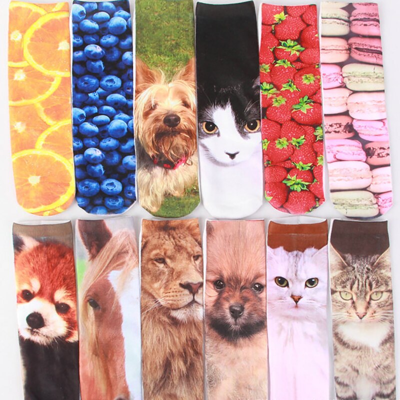 Unisex Cartoon Leopard Socks Cotton Blend Dog Cat Food Graphic Stockings Women Men Funny Cute Socks Casual Footwear: I