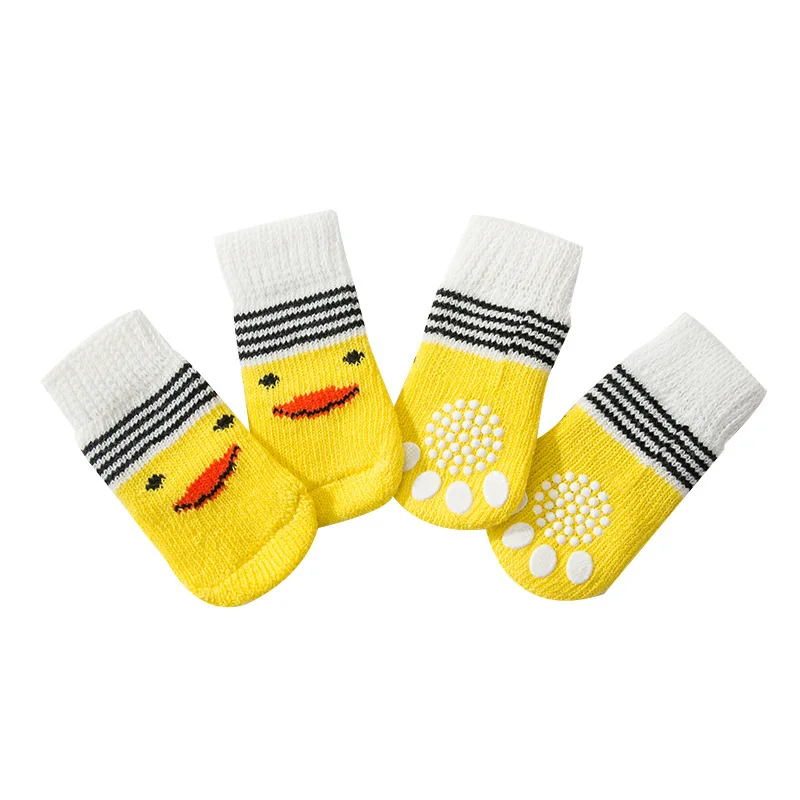 4 Stuks Leuke Hond Sokken Met Print Antislip Katten Puppy Schoenen Poot Protector Producten Voor Kleine Rassen Spitz York honden Chihuahua
