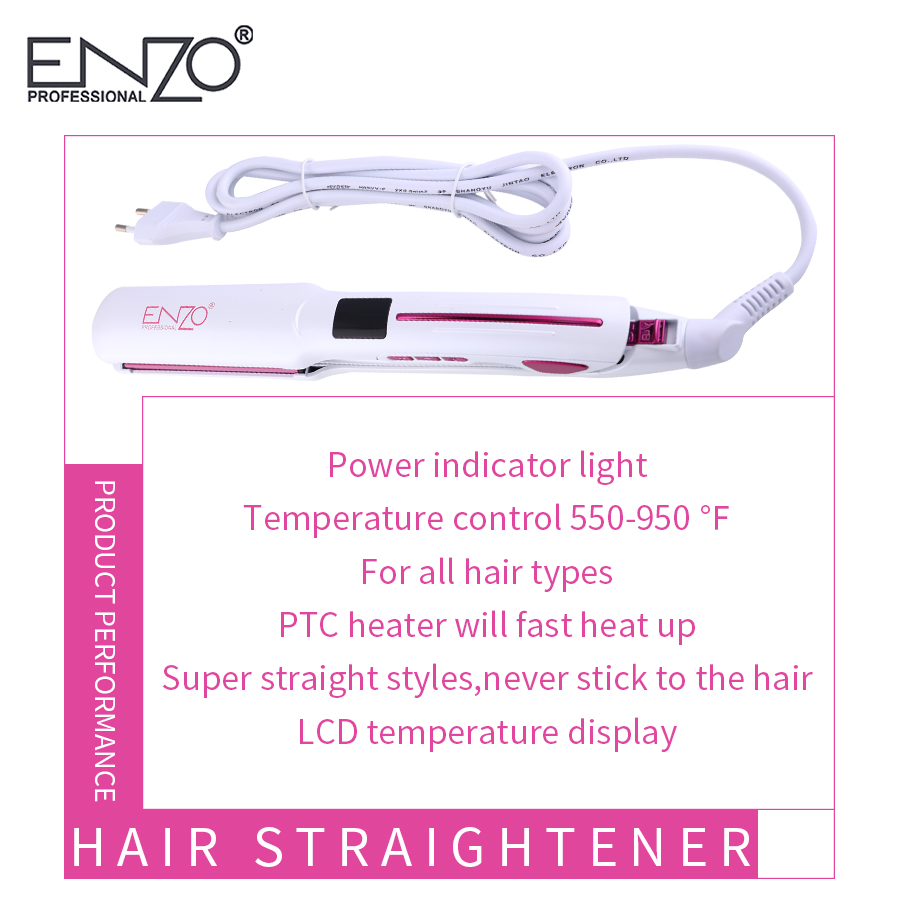 ENZO 2 In 1 Hair Straightener Ceramic Heating Plate Hair Straightener Styling Tools Warm-up Straightening Iron