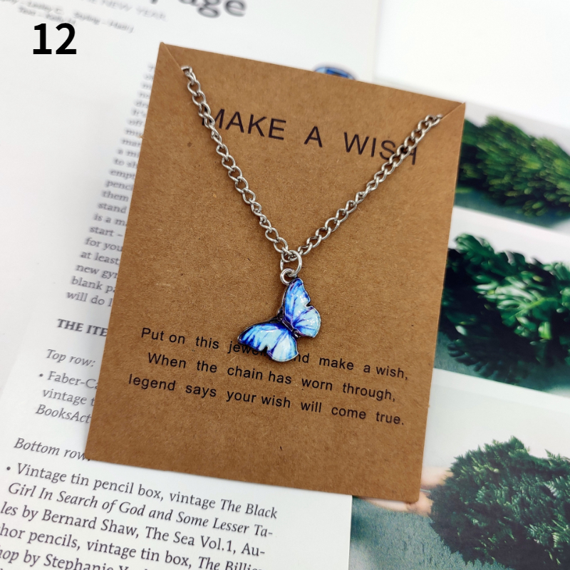 Collares con colgante de mariposa a la para mujer, collar de cadena de clavícula de insecto Multicolor Simple y dulce, accesorios de joyería para: Azul de zinc