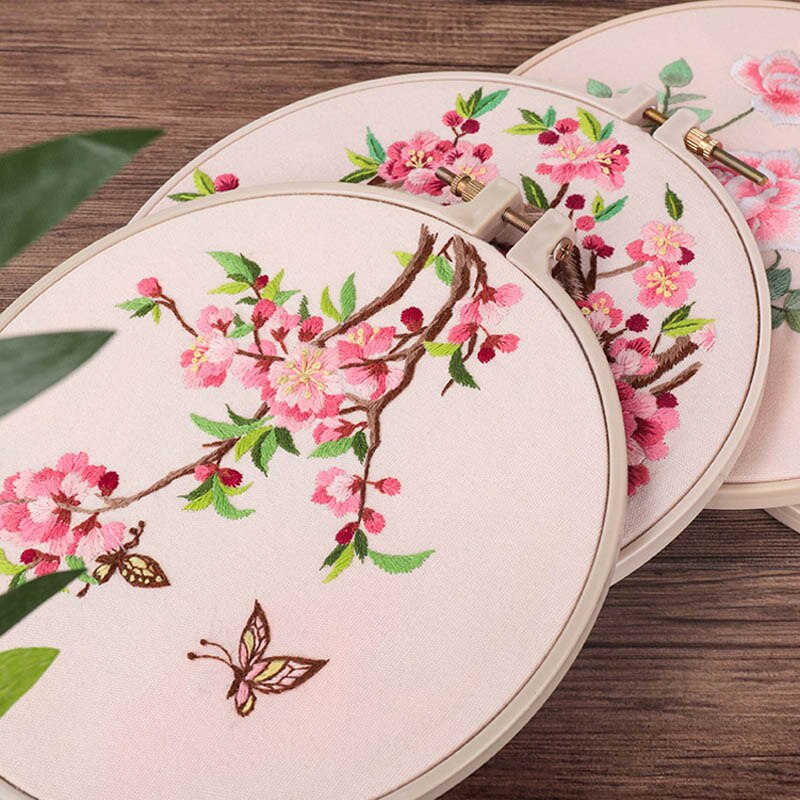 Kinesisk blomma diy broderi kit med broderieram korsstygn sömnad sy konst hantverk broderi målning heminredning