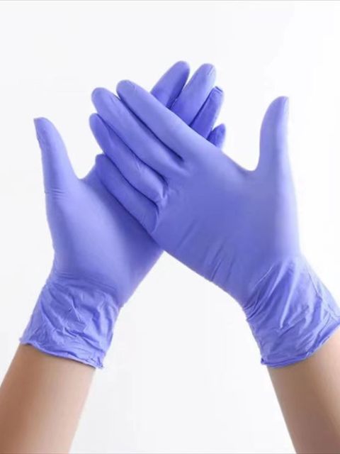 Gants violets en Nitrile pour femmes, 100 pièces, alimentaire, mécanicien, étanche, travail de laboratoire, nettoyage ménager, sécurité, synthétiques jetables: S 100pcs