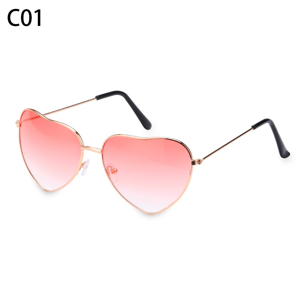 Women Vintage Heart Shape Sunglasses Metal Frame Sun Glasses Candy Color Gradient Sun Glasses For Outdoor Cycling: C01