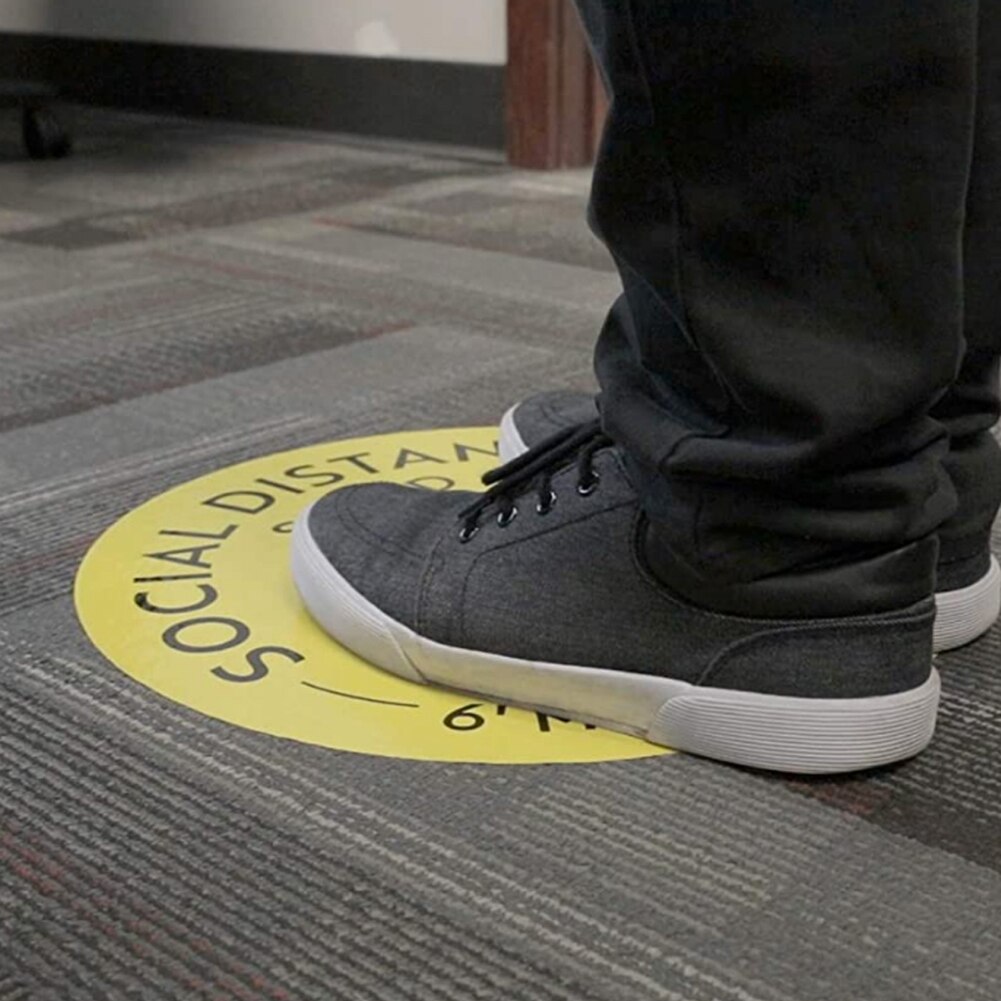 5pcs Social Distancing Floor Decal Foot Distance Anti-Slip Commercial Grade Safety Distance Signs Marker Ground Stickers