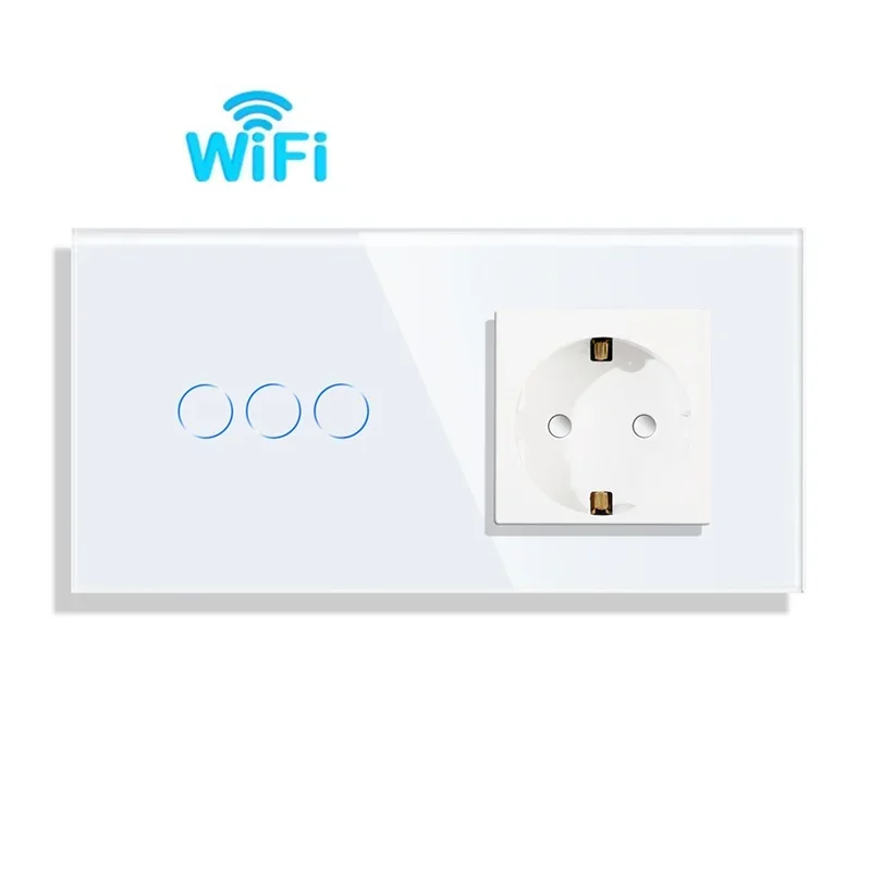 Vägguttag med usb typ c-brytare och uttag med tv-internet cat 6 -gränssnitt eu-standard vit kristallglasströmbrytare