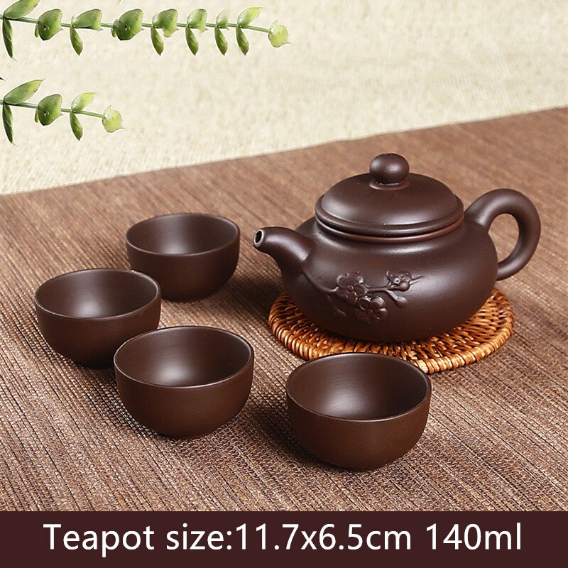5 Stks/set Chinese Yixing Paarse Klei Thee Sets Xishi Theepot Handgemaakte Ketel Master Theekopjes Authentieke Huishoudelijke Theewaar Drinkware: E
