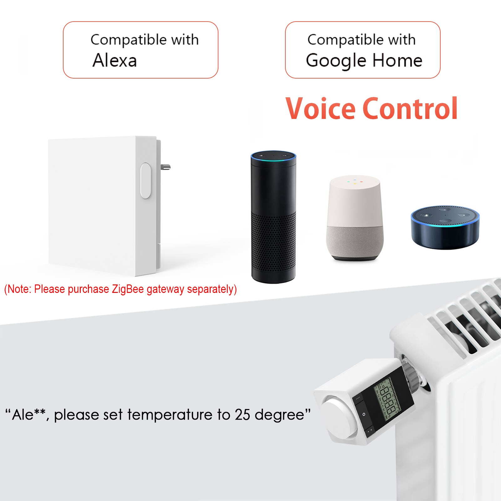 Thermostatic Radiator Valve Weekly Programmable Smart Heating Radiator Thermostat APP/Voice Control Temperature Controller