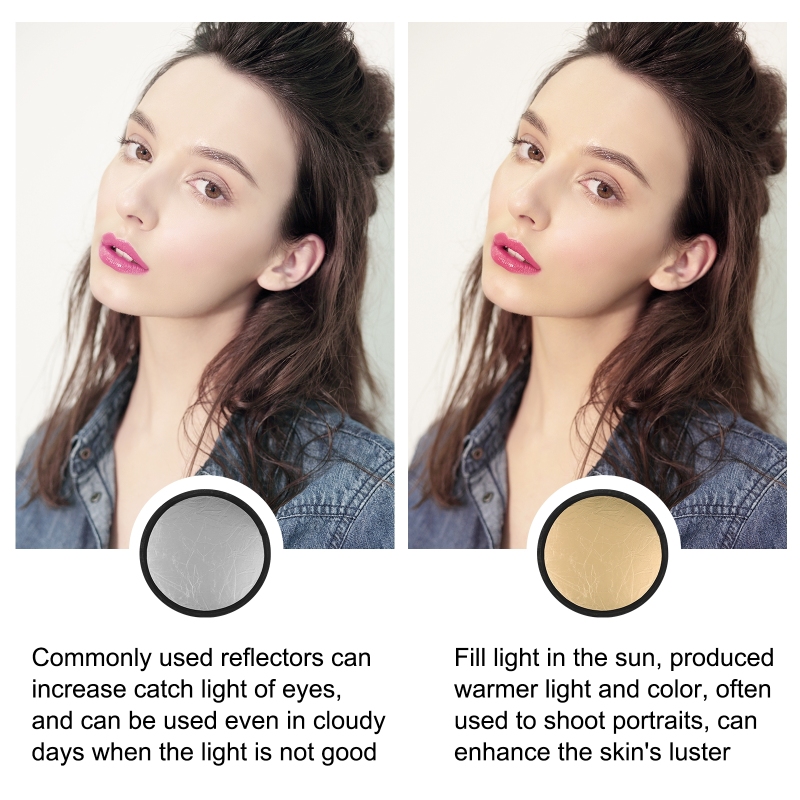 30cm Reflector 2 In 1 Collapsible Light Round Photography Gold Silivery Reflector For Studio Multi Photo Disc Diffuers