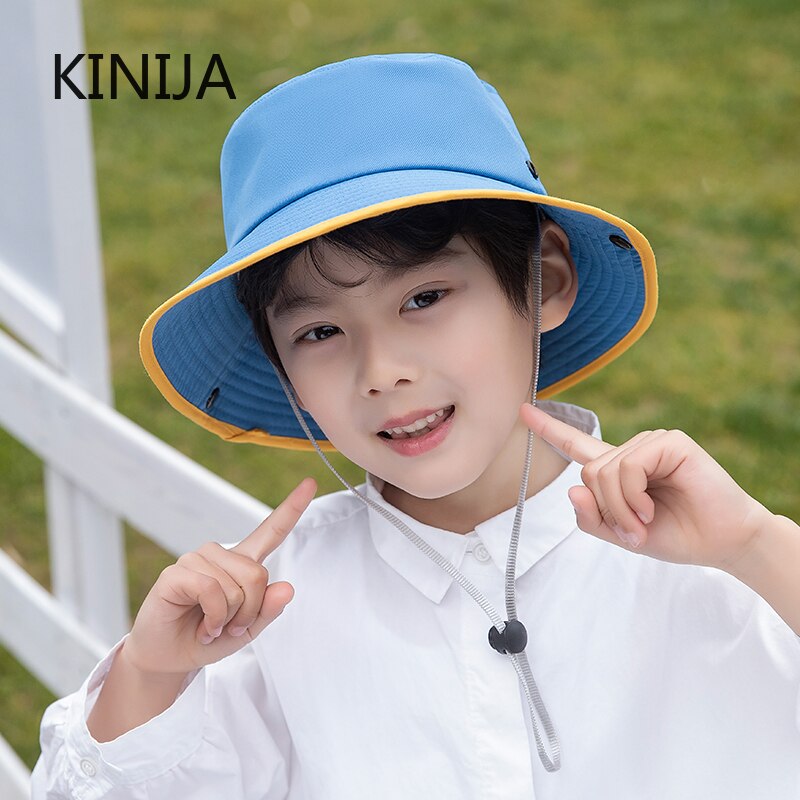 Zomer Katoen Jongen Emmer Hoed Kinderen Solid Plain Panama Unisex Strand Meisjes Zon Hoeden Snoep Kleur Cap Uv-bescherming Kids motorkap