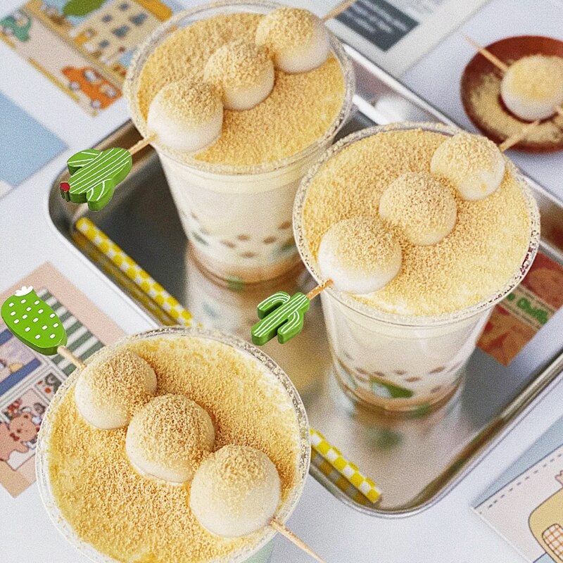 100PCS Bamboo Decorative Toothpicks 12cm Cocktail Picks Disposable Fruit Sticks Buffet Birthday Wedding Party Food Decoration