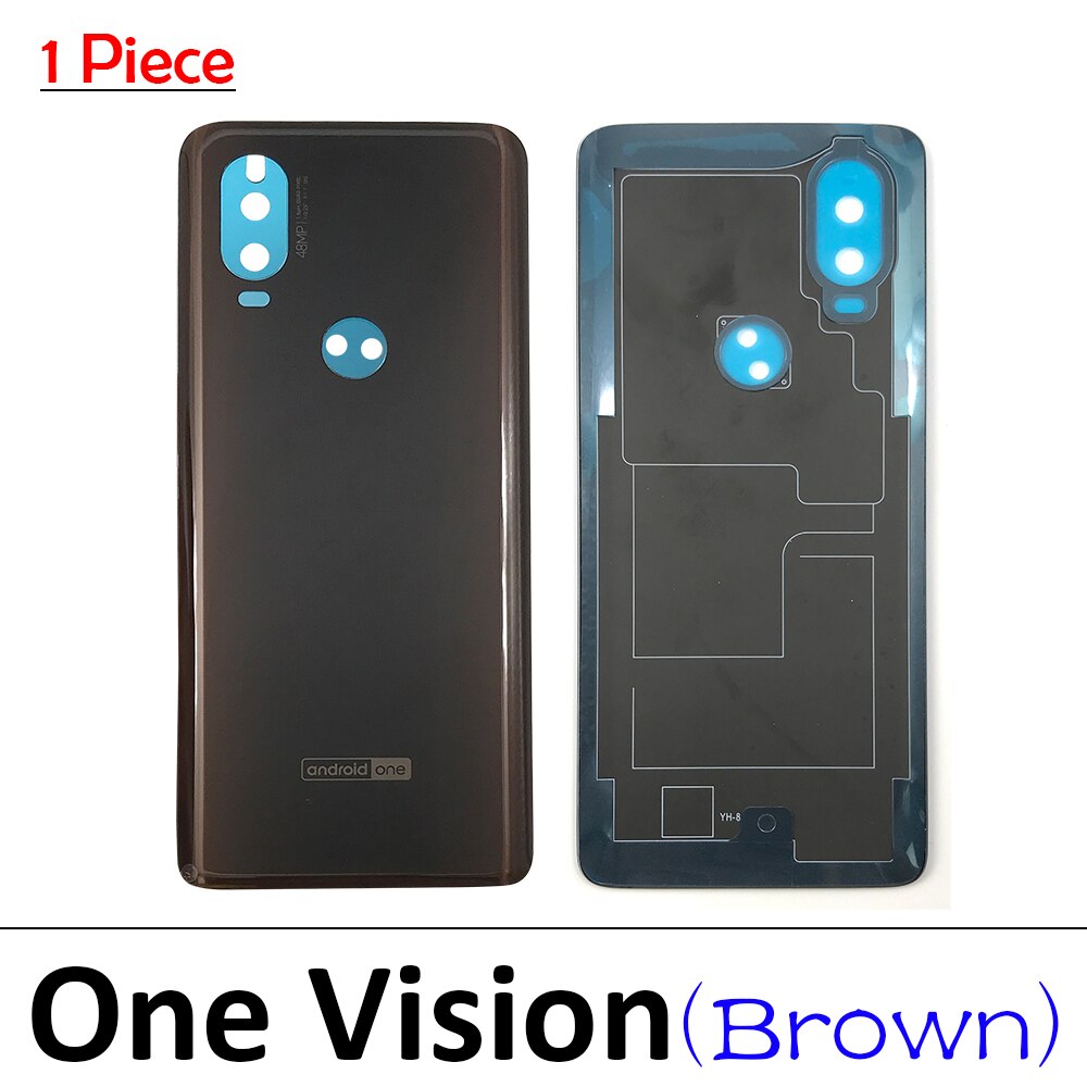 Battery Back Cover Rear Battery Housing with Glue For Motorola Moto G5 G6 E6 Play E7 Plus G8 Power Lite One Vision X4: One vision Brown