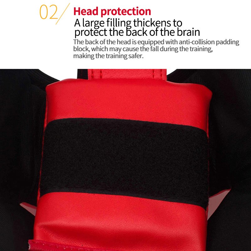 Zwarte vechtsport boks hoofdbeschermer helm training pu karate muay thai helm hoofdbeschermer mma sanda gesloten training kap bokshelm
