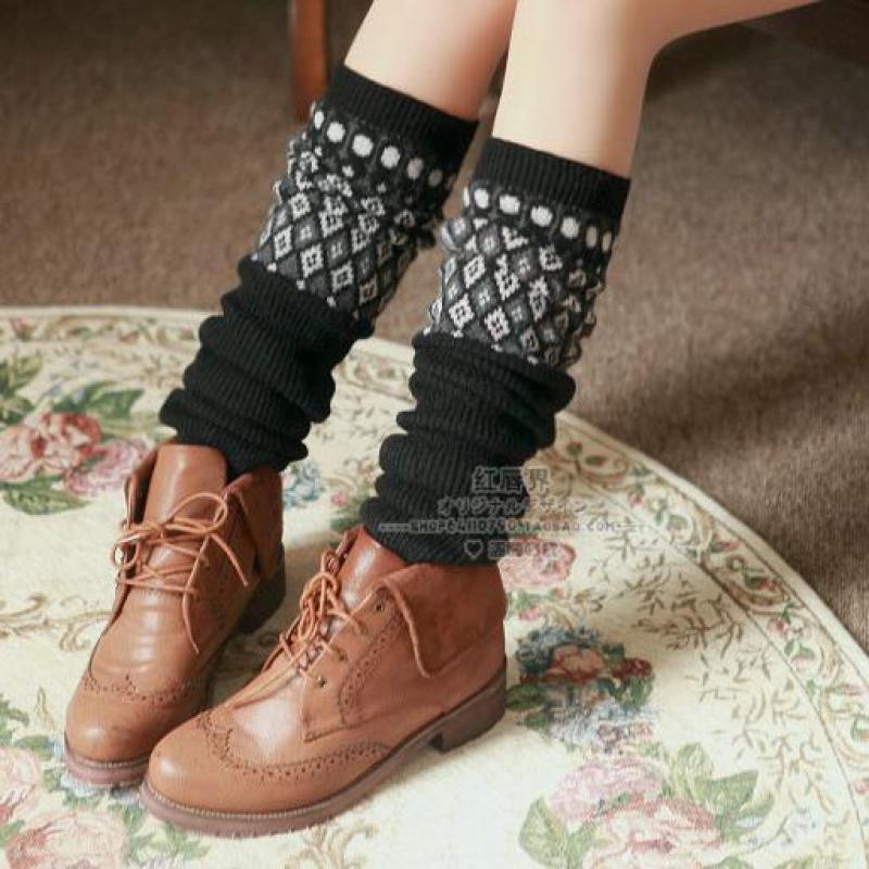 Patrón Arygle, Calentadores De piernas, lana tejida, Calentadores De lana, calcetines De arranque, Calentadores De Pierna para Mujer, Tricot Femme Long 1 par