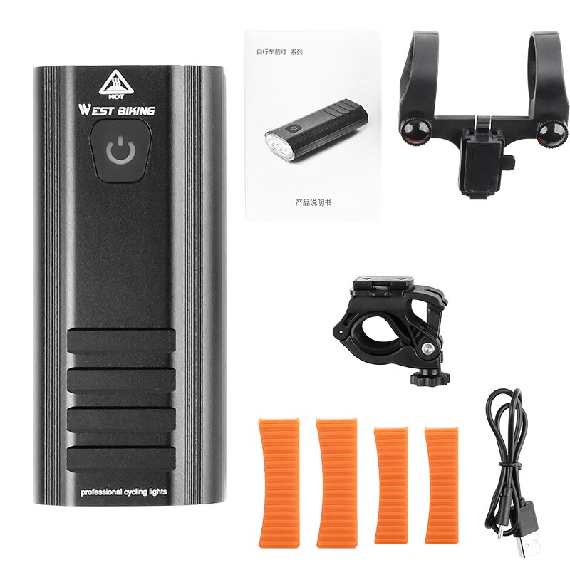 West Biking Bicycle Light Ipx6 Waterproof Usb Rechargeable 1500 Lumen 3 Pcs LED Bike Front Light Flashlight For Bicycle Lamp: Bike Front Light
