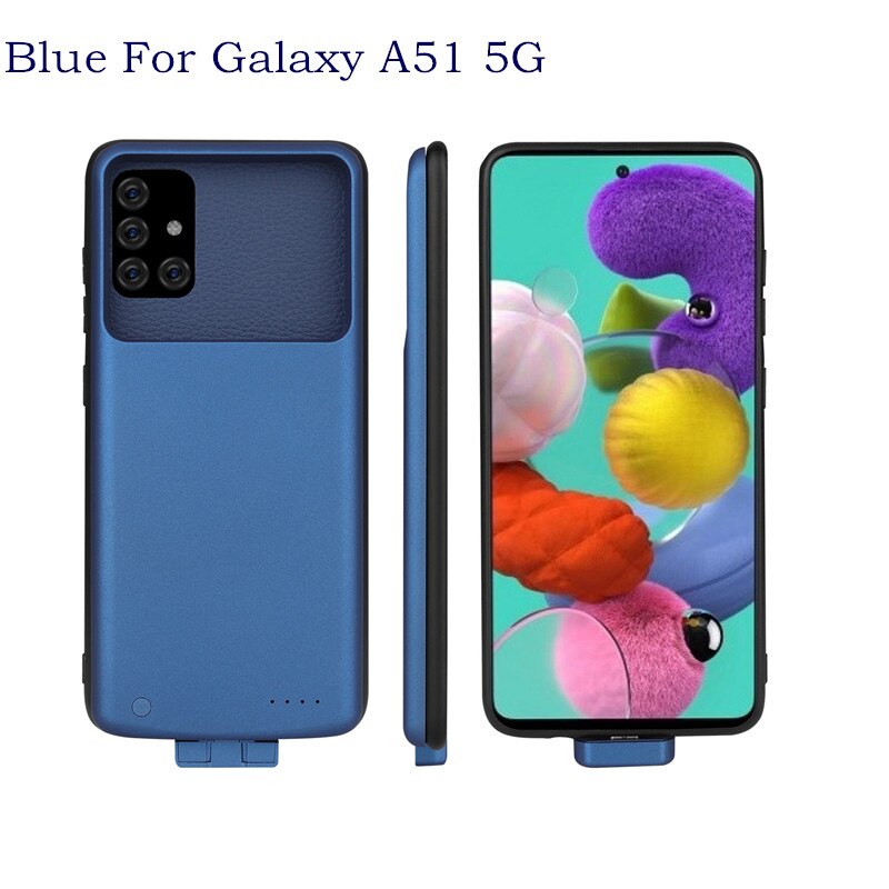 Magnetische Acculader Gevallen Voor Galaxy A71 5G Backup Power Bank Batterij Opladen Cover Voor Samsung Galaxy A51 5G Batterij Case: Blue For A51 5G