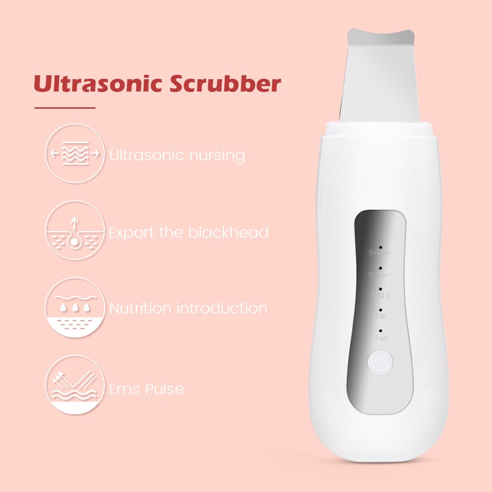 Ultrasonic Skin Scrubber Blackhead Remover Face Scrubber Cleanser Facial Pore Cleaner Face Lifting USB Face Skin Scraper Peeling