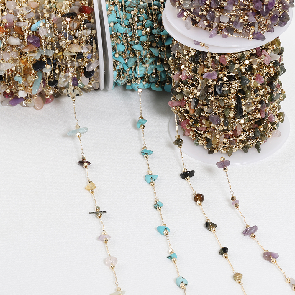 Chaîne de perles de pierre irrégulière en cristal bohème, 1 mètre, pour Bracelet fait à la main, collier, fabrication de bijoux, bricolage, décoration de rideau