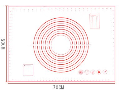 Silicone Baking Mat Kneading Mat Pizza Dough Maker Pastry Kitchen Gadgets Cooking Tools Utensils Bakeware Kneading Accessories: Red 70x50CM