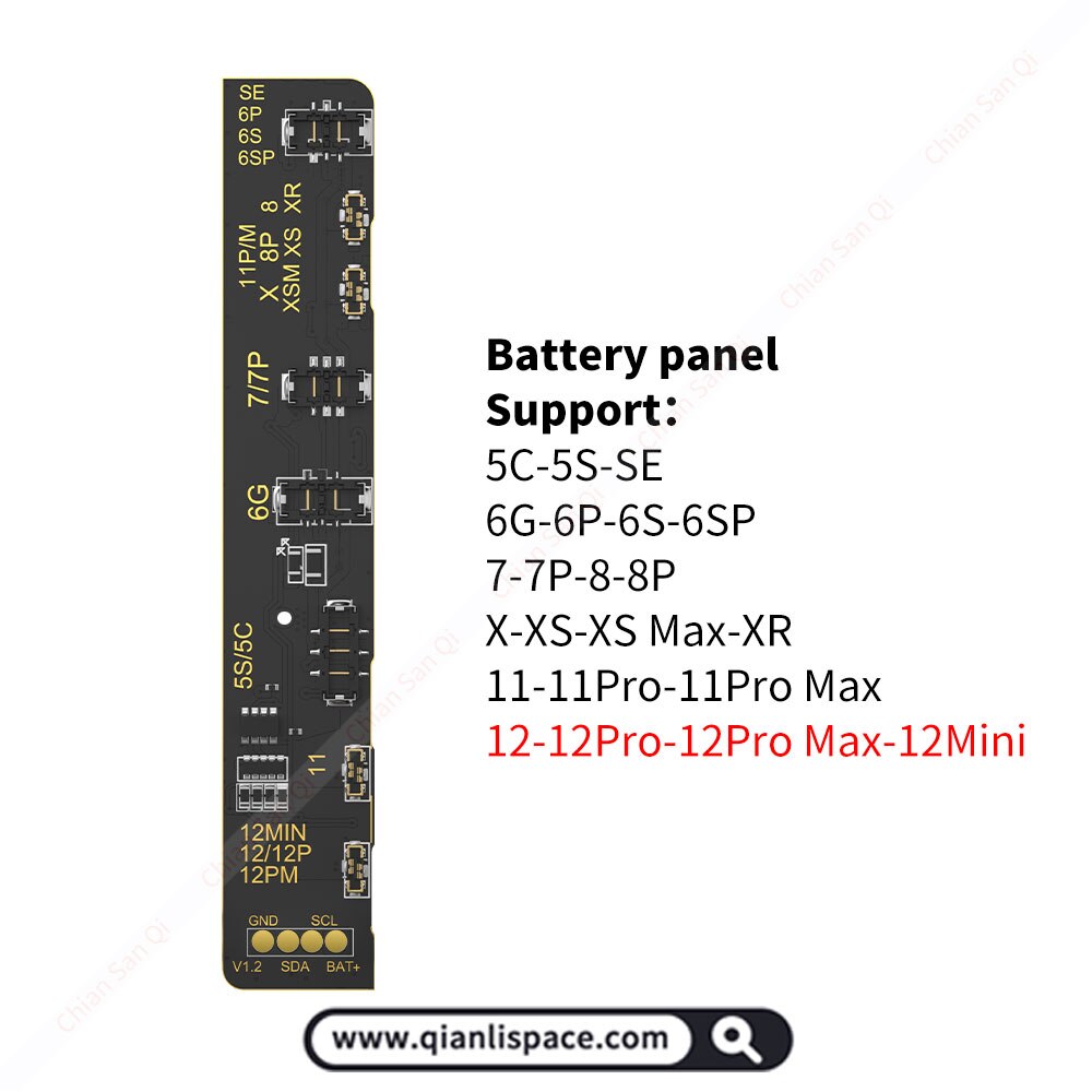 Qianli Apollo 6 In 1 Herstellen Detectie Apparaat Voor 12 11 Pro Max Xr Xsmax Xs 8P 8 7 True Tone Batterij Headset Baseband Reparatie: 12 Battery panel