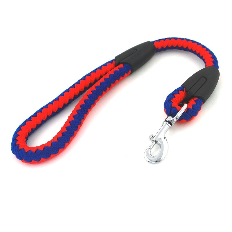 60Cm Een Stap Big Hondenriem Gevlochten Ronde Touw Korte Leash Strap Slijtvaste Bijtvast klimmen Touw Verdikte Hondenriem: red  blue / 18mm