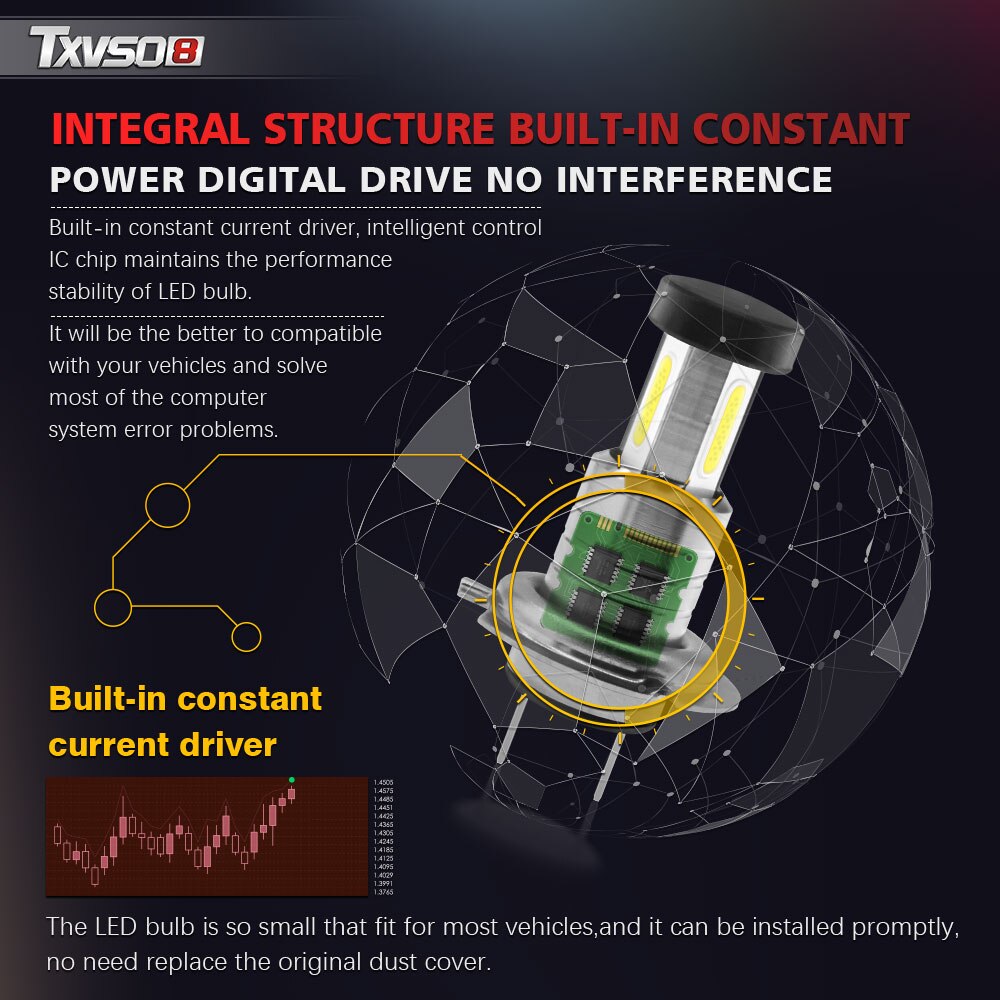 TXVSO8 Led H7 phare 6000K lumière blanche lampe universelle COB Mini ampoules de voiture 110 w/ensemble 26000LM Focos Led automobiles