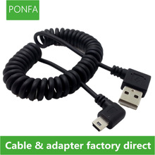 40 CM tot 120 cm 4ft USB 2.0 Man MINI USB 2.0 Mannelijke 90 Graden Hoek Intrekbare Oplaadkabel voor MP3 MP4 Auto Camera
