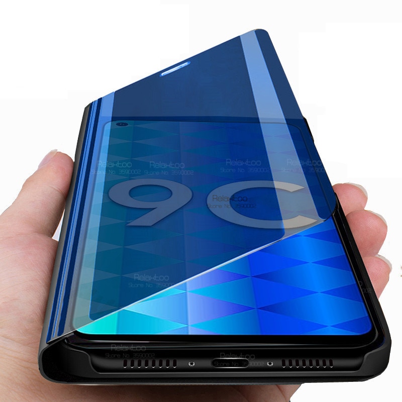 Su honor 9c caso intelligente specchio casi della copertura di vibrazione per huawei honor 9c 2020 honer xonor 9 c c9 aka-l29 6.39 ''del telefono del basamento di libro di coque