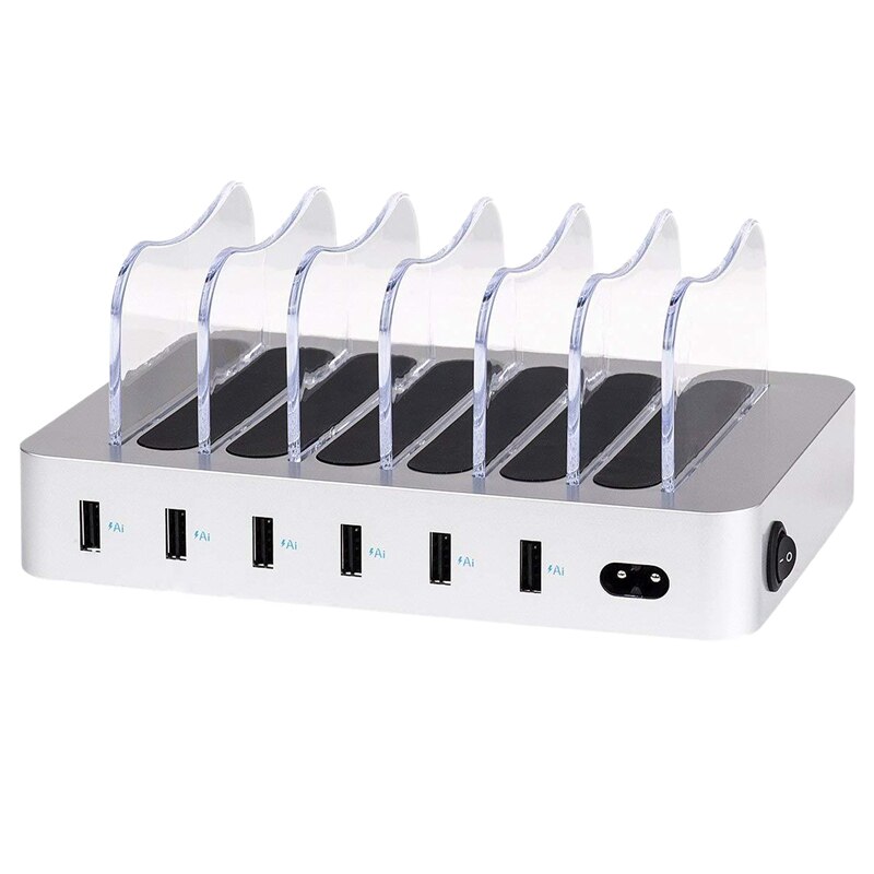 Multifunctioneel en duurzaam 6- poorts usb-desktoplaadstation geschikt voor kantoorgebruik (amerikaanse stekker)