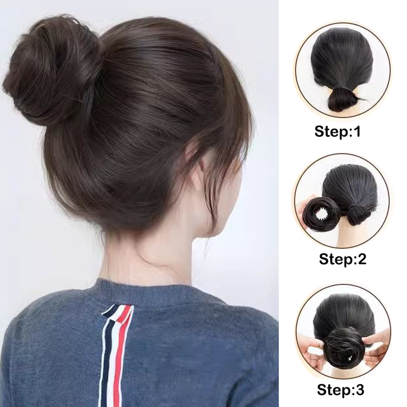 Syntetyczne doczepiane kocze z efektem potarganych włosów, mini kok z efektem upięcia w stylu pączek, treski robić włosów dla kobiet i dziewcząt, kok w kształcie ptasiego gniazda, wysuwane chignony.