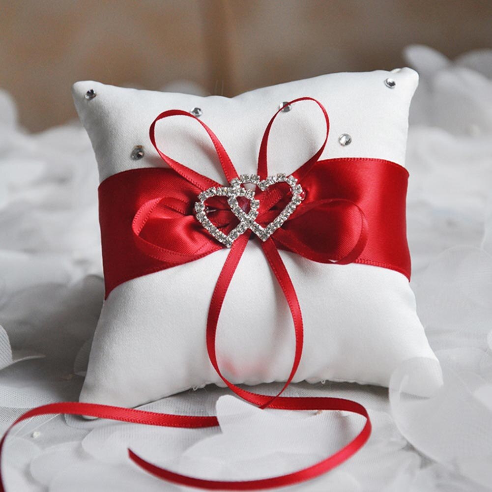 Bague de mariage coussin nœud papillon | Strass cœur, décoration de fête, Satin P7Ding