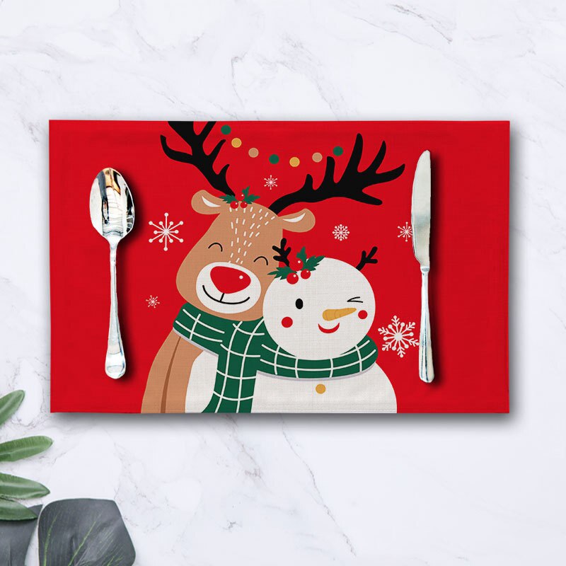 Julebordmat bomull og lin spisebordsmatte navidad julepynt til hjemmekjøkken restaurant jjjcd 177: F 44 x 28cm