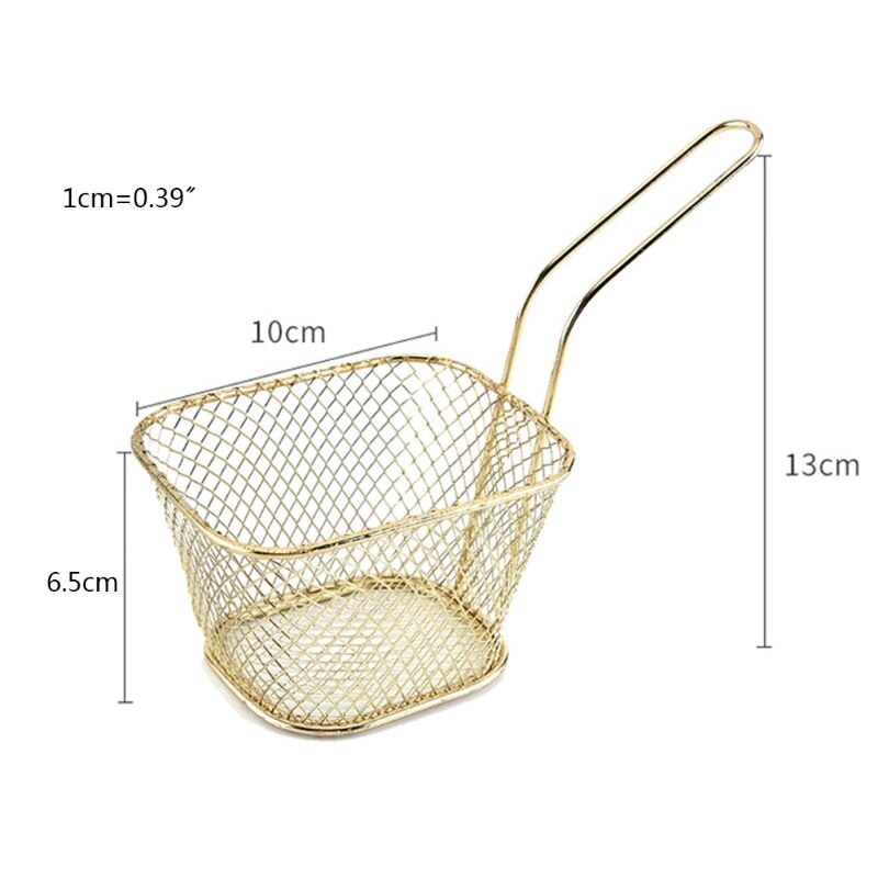 Stainless Steel Metal Basket French Fries Basket Mini Frying Storage Holder Serving Food Presentation Cooking Tools Kitchen Hou